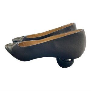 Iconic YSL YVES SAINT LAURENT Vintage Ball Heel Black Shoes Size 8